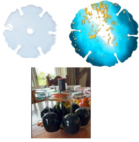 iSuperb Moules en Résine Daisy de Support de Verre à Vin, Grands Moules en Silicone en Résine Époxy de Dessous de Verre pour Support de Verre à Vin Bricolage, Dessous de Verre, Plateau