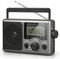 Greadio Radio portable à ondes courtes avec meilleure réception, transistor AM FM, écran LCD, réglage de l'heure, fonctionne avec 4 piles D ou alimentation CA, grand haut-parleur, prise casque pour