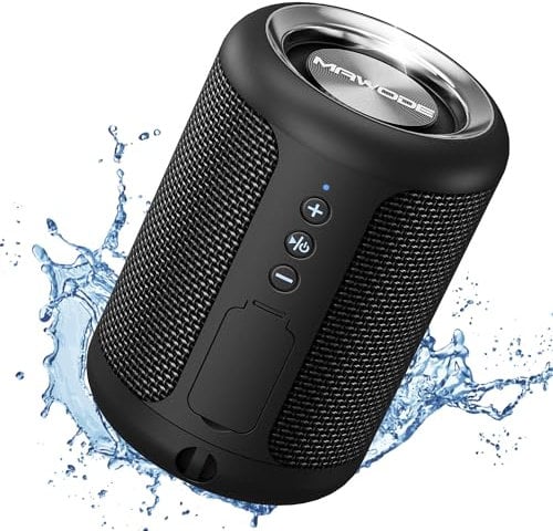 MAWODE Altavoces Bluetooth, Altavoz Impermeable T10, Reproducción de 8 Horas, Altavoz Portátil, Pequeño, Ligero, Mini, Inalámbrico, Altavoz de Ducha, Compatible con Aux y Tarjeta TF (T10 Black)