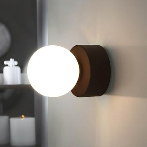 Wandlampe rund Glas Schirm IP44 Ø8cm klein elegant G9 Bad Lampe Badezimmerleuchte Kugellampe