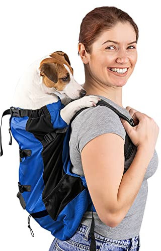 Galatée Hundetragerucksack, Tragbarer Verstellbarer Hunderucksack, Belüfteter Haustiertragerucksack, Haustierrucksack Zum Wandern Im Freien Wandern Bergsteigen Reisen(L, Blau)