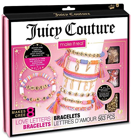Make It Real Juicy Couture Liebesbriefe Armband-Bastelset - Schmuck-Bastelset für Kinder - DIY Bettelarmband-Bastelset für Mädchen - Freundschaftsarmbänder mit flachen Tonperlen