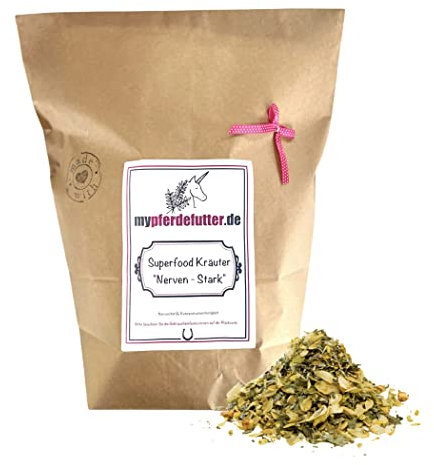 mypferdefutter Nerven Stark -Kräuter für Pferde 100% Natur PUR - Pferdekräuter frei von Zusätzen - Positive natürliche Unterstützung der Nervenfunktonen (1000 g)
