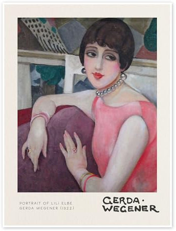 Portrait of Lili Elbe Poster von Gerda Wegener 13 x 18 cm Rosé Wandbilder Wanddeko
