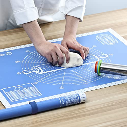 Tappetino da forno in silicone extra grande, dimensioni tappetino antiaderente in silicone con misurazione, tappetino per impasto, tappetino per forno (sempreverde blu, 80 x 60 cm)
