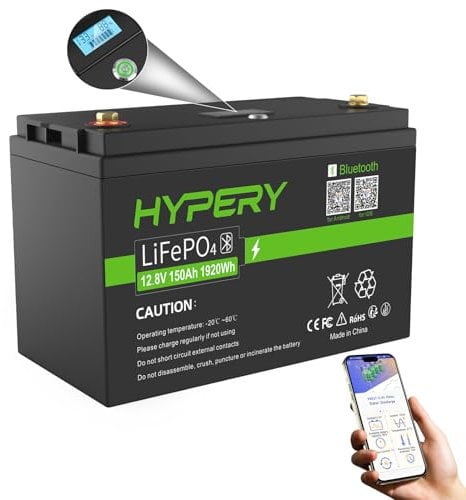 Smart 12V 150Ah LiFePO4 Batterie mit Bluetooth, LED-Display, Startschalter und BMS, perfekte Lithium Batterie für Wohnmobile, Golfwagen, Boote und Energiespeicher zu Hause