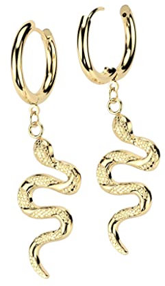 beyoutifulthings 1 Paar Damen Creolen Ohr-Hänger Schlangen-Anhänger Ohr-ringe Ohr-stecker Ohringe Gold