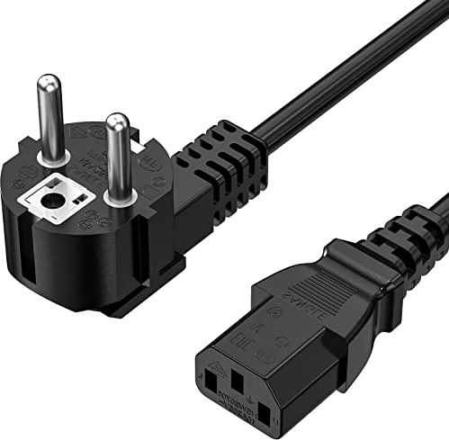 Cable de Alimentación CPU 3 Clavijas CEE 7/7 a IEC 320 C13, Enchufe UE 10A 250V, para Ordenador, Impresora, Monitor y Televisión, 1.5 Metros