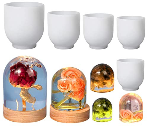 HyzaPhix 5pcs Kristall Silikonform Epoxidharz Glocke Resin Formen Silikon Kerzenformen Resin Raysin Gießformen Cloche Dome Silicone Molds für Blumenkonservierung, Haus Dekoration (5pcs)
