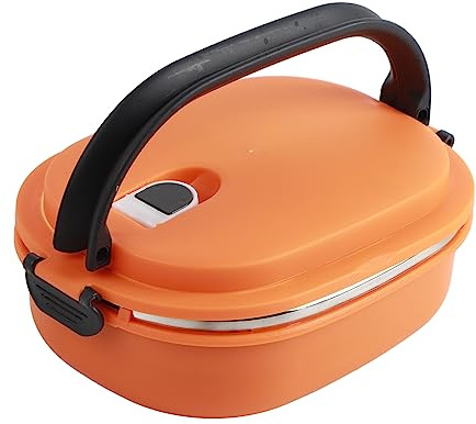 Dioche Stainless Steel Insulated Lunch Box for Hot Food - Thermal Storage Container for Supper and Dinner, 1 Layer, Orange