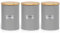 EHC Set of 3 Tea, Coffee & Sugar Canister Storage Jars Container Set, Grey