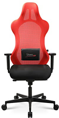 Topstar Bürostuhl Gamingstuhl Sitness RS Sport inkl. Armlehnen schwarz/schwarz neonrot mit Lordosenkissen