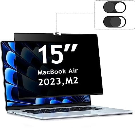 ZOEGAA Macbook Air 15 inch Privacy screen 2023-2025, Magnetic Removable & Anti Blue Light Privacy Screen Macbook Air 15 inch With Webcam Cover for MacBook Air 15 Inch (M4/M3/M2) 15.3 Inch