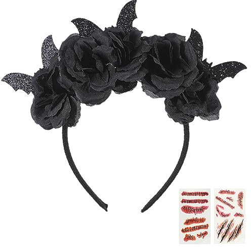 Fledermaus Haarreifen mit Plüsch &Glitzereffekt Fledermaus Haarband Halloween Stirnband Vampires Headwear Haarschmuck Stirnband für Verkleidung Halloween Karneval Fasching Kostüm Accessoire