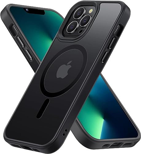 Gudoorla Magnetisch für iPhone 13 pro max Hülle, [Kompatibel mit MagSafe] [Nie Vergilbung] Stoßfeste Schutzhülle (Militärschutz) Dünne Handyhülle iPhone 13 pro max Case 6.7, Edel Schwarz