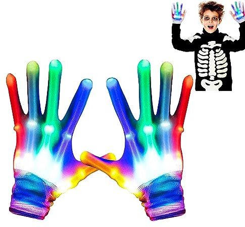 Probuk LED Handschuhe, Blinkt Bunte Rave Handschuhe für Erwachsene, 6 Blinkmodi LED Rave Light Finger Beleuchtung Leuchtendes Spielzeug für Geburtstag Disco Bar/Party/Tanzen/Weihnacht/Neujahr/Clubs