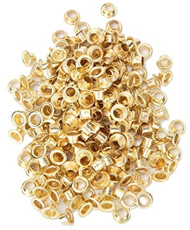 Estink Goldene Ösen Kupfer Ösen, 4 Mm, 250 Stück Metallösen, Ösen Grommet Kit, Ösen für Papierdokumente, für Schuhe, Gürtel, Tasche, Anhänger