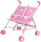 Dolly Tots Zwillings-Puppenwagen Pink | Doppelbuggy für Kinder ab 3 Jahren | Klappbarer Spielzeug-Kinderwagen für Zwei Puppen bis 45 cm | Rollenspiel-Puppenbuggy mit Stauraum