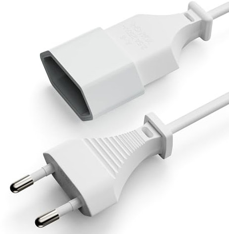 ETEC Stromkabel Netzkabel Verlängerungskabel, 2,0m, Eurostecker Flachstecker Netzstecker Typ C auf Euro Buchse, Verlängerung Strom Netzkabel für Spielekonsole, TV, Haushaltsgeräte, Weiß