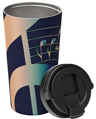 Insulated Coffee Mug with Lid Music Symbols Travel Mug Stainless Steel Tumbler Cup for Travel Double-Wall Coffee Cup for Office Coffee Tumbler Cup for Keep Hot/Ice Coffee Tea and Beer