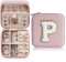 TINGN Reise Schmuckkästchen Mädchen Damen, Schmuckkästchen mit Buchstaben P | Klein Schmuckschatulle | Reise Schmuckkästchen Damen | Reise Geschenke für Frauen | Reise Schmuck Organizer Rosa