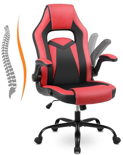 Youhauchair Sedia Gaming Economica, Sedia da Gaming con Braccioli Pieghevoli, Sedia Scrivania in Similpelle, Poltrona Gaming per Casa e Ufficio, Sedia Ufficio Ergonomica Fino a 150 kg