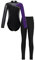 iEFiEL Mädchen Turnanzug Langarm Glitzer Gymnastik Kleidung Set Ballett Trikot Langarmbody mit Lange Hose Kinder Gymnastikanzug Zc Lila + Schwarz 158-164