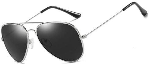 YUIOOISH Gafas de sol de aviador para hombre mujer retro gafas de sol polarizadas marco de metal para conducir pesca protección UV400,Silver/Black Grey