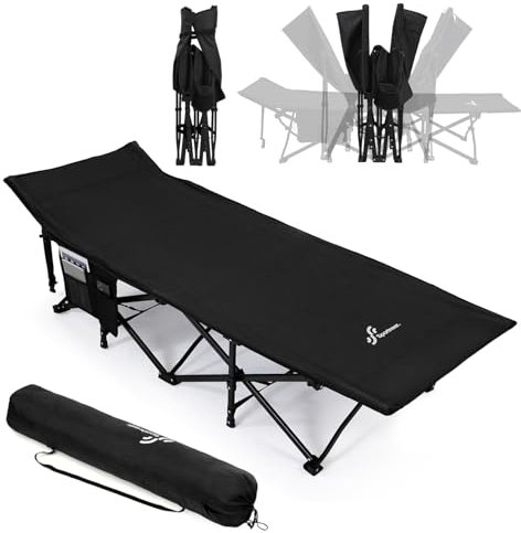 Sportneer Feldbett Gästebett Klappbar, Feldbett Klappbar 188 x 71 x 37 cm bis 204 kg Campingbett Extra Breit mit Transporttasche für Camping Reisen Garten Outdoor Indoor (schwarz)