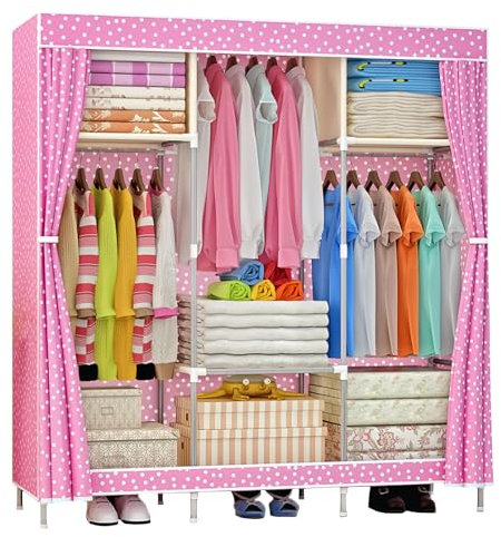 Dictstarst Schrank kleiderschrank stoffschrank mit kleiderstange stabil - 105x44x156cm, Camping Schrank mit Reißverschluss, faltschrank Geeignet für Flure, Keller, Schlafzimmer oder im Freien