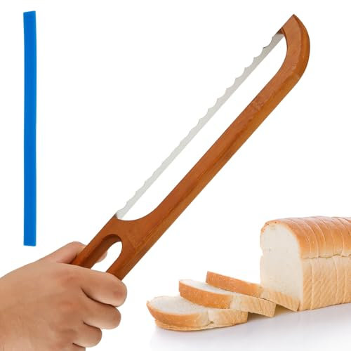 Trancheuse à pain - 40 cm - Scie à pain dentelée avec poignée en bois d'acacia - Pour pain, levain et bagels faits maison