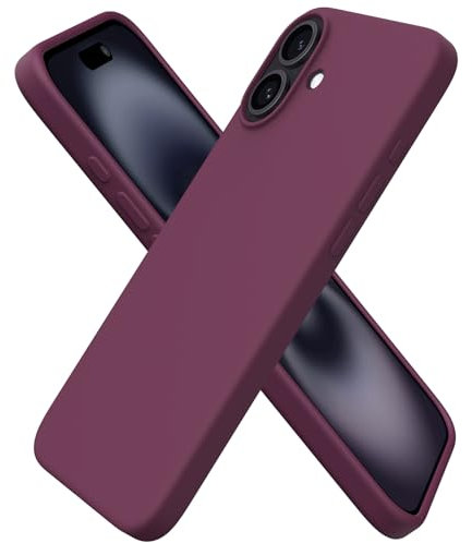 ORNARTO Compatible with iPhone 16 Plus Case 6.7, Slim Liquid Silicone 3 Layers Full Covered Soft Gel Rubber 16 Plus Phone Cases Cover 6.7 inch-Wine Red