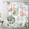 LB Grünes Palmblatt Duschvorhang 120x175cm(BxH) Tropischer rosa Flamingo Antischimmel Wasserdicht Badezimmer Vorhänge, Abstrakte Blume Weiß Extra Kurz Polyester Stoff Bad Vorhang mit Haken