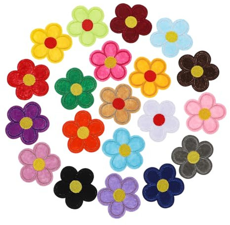 20 Pcs Flower Iron on Patches, Sew on Embroidered Applique Sewing Patches, Iron on Embroidered Appliques DIY Craft Patches for Clothes Backpacks Hats Jeans Jackets