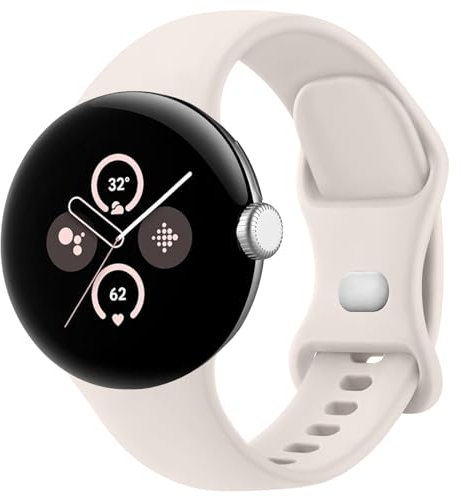 Mugust Armband für Google Pixel Watch/Pixel Watch 2 - Weiches Silikon Ersatzband für Damen und Herren (S, Sternenlicht)