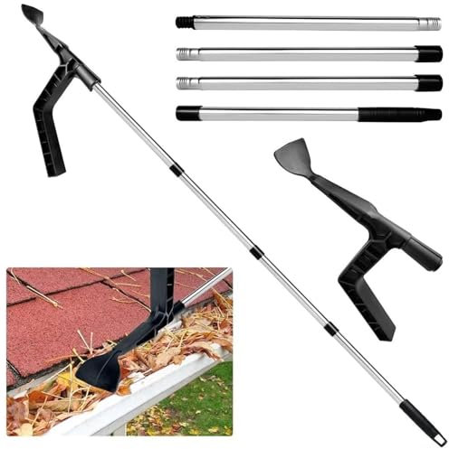 Outils De Nettoyage De GouttièRe, Nettoyeur De Gouttières Avec Manche Télescopique, Outil De Nettoyage Amovible, Perche Telescopique Nettoyage Gouttiere, Pour Feuilles De Jardin Fossés Villas