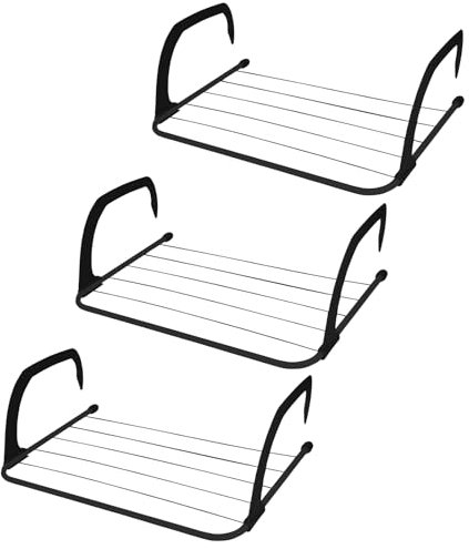 peg it Foldable Clothes Drying Rack (Pack of 3) | 6 Bars Indoor Airers with Adjustable Arms | Over Radiator Clothes Airer for Caravans, Balconies, Windows, Doors
