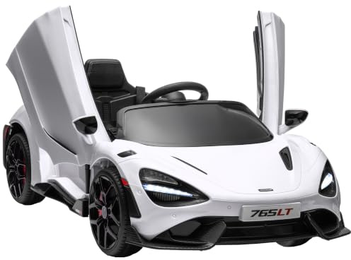 AIYAPLAY Kinder Elektroauto McLaren 765LT 12V 2,4GHz Fernbedienung Weiß | Elektro Kinderauto, MP3 Musik, Hupe, Licht, Doppelmotor, Sanftstart, 3-5 km/h, Kinderfahrzeug, für 3-6 Jahre