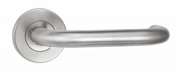 NATIONWIDE - FIRE SPECIALISTS Stainless Steel Lever Handle with Escutcheons for Euro Cylinder, Round Door Lever Lock On Rose, Door Handle Set with Spindle, Interior Doors,