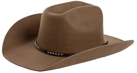 Cowboyhut für Damen und Herren, Wollfilz, Lederband, Fedora, Freizeit, Party, Reisen, 1031, 59