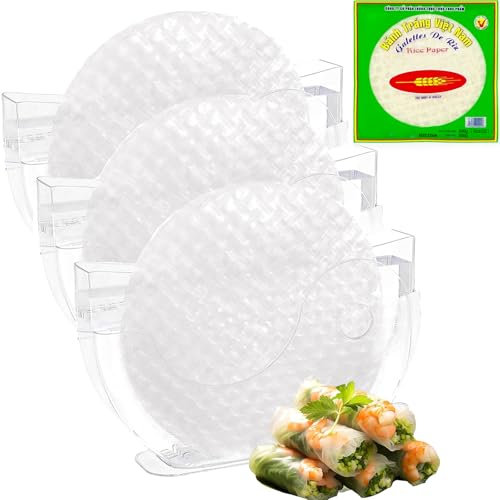 3 Pack Rice Paper Water Bowl Dipper 35 Pcs Rice Paper Wrappers Spring Roll Water Dipper Spring Roll Wrappers Rice Wraps for Spring Rolls Maker