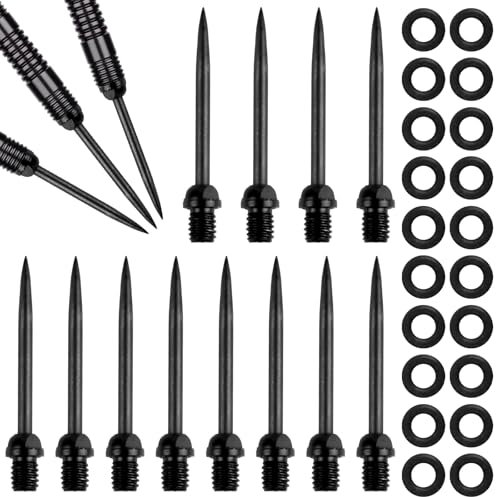 Steeldart Spitzen, 12 STK Dartspitzen Steel Stahlspitzen mit Gewinde, Metallspitze Steel Dartpfeile Spitzen, Steeldartspitzen, Steeldarts Spitzen für Dartpfeile Umrüsten Softdart, mit 20 Gummiringe