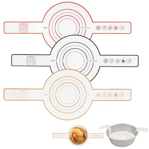 Setde3pièces Tapis de Pain en Silicone pour Hollandais,Tapis de Cuisson du Pain,Élingue à Pain avec Poignées Longues Antiadhésifs,Tapis de Cuisson Réutilisable,pour la Fermentation du Pain