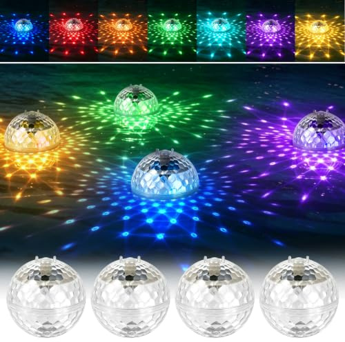 HIULLEN Solar Schwimmende Poolbeleuchtung, 2 Stück LED Poollicht mit RGB Farbwechse, Wasserdicht Solar Schwimmendes Pool Licht, Pool Nacht Licht für Schwimmbädern, Garten, Wasserparks Verwendet