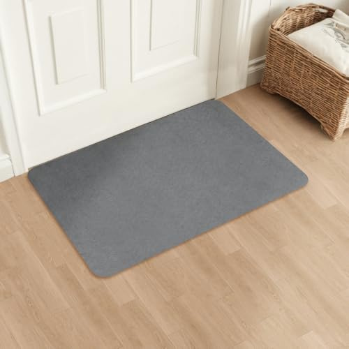 Aoxisicoo Schmutzfangmatte 40x60cm,Superdünn InnenFußmatte,Saugfähiges Rutschfester Teppich,strapazierfähige Türmatte,Für Eingangsbereich,Küche,Terrasse,Haustür,Hellgrau