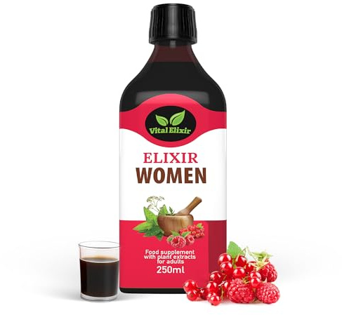 Elixir Women – Herbal Food Liquid Supplement with Hawthorn, Chamomile & Cranberry – 250ml – Vegan, Gluten-Free, Natural Antioxidant Support