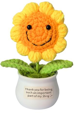 WTOPP Thank You Gifts,Artificial Sunflower Knitted Flower Pot,Appreciation Gift For Colleagues,Best Friend,Teacher,Thank You For Being Such An Important Part Of My Story