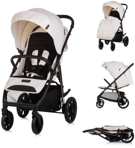 Chipolino Kinderwagen Buggy Insta, Fußabdeckung, Federung, Korb, Gurt, klappbar beige