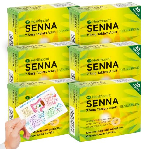 6X Senna Constipation Relief Tablets 7.5mg – Mega Value Bundle | Gentle Natural Laxative for Adults | Digestive Support, Bowel Regularity & Daily Comfort | with Stool Chart & Wellness Guide