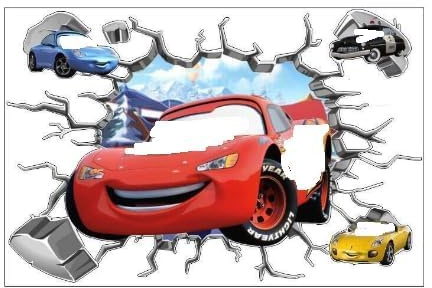 Cars Wall Stickers,Cartoon Poster Sticker Decor,3D WallDecal, Anime Character Stickers,Bedroom Living Room Decoration,Girls Boys Adults DIY Wall Art 2PCS